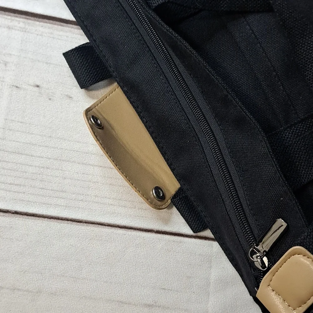 Stylish Black Canvas and Tan Accents Tote Bag